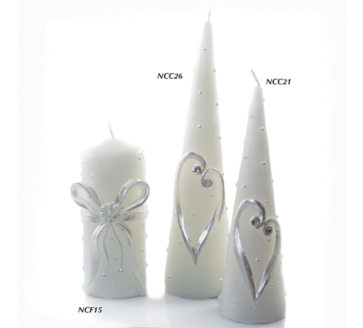 Candela cilindro decoro fiocco h.150 mm