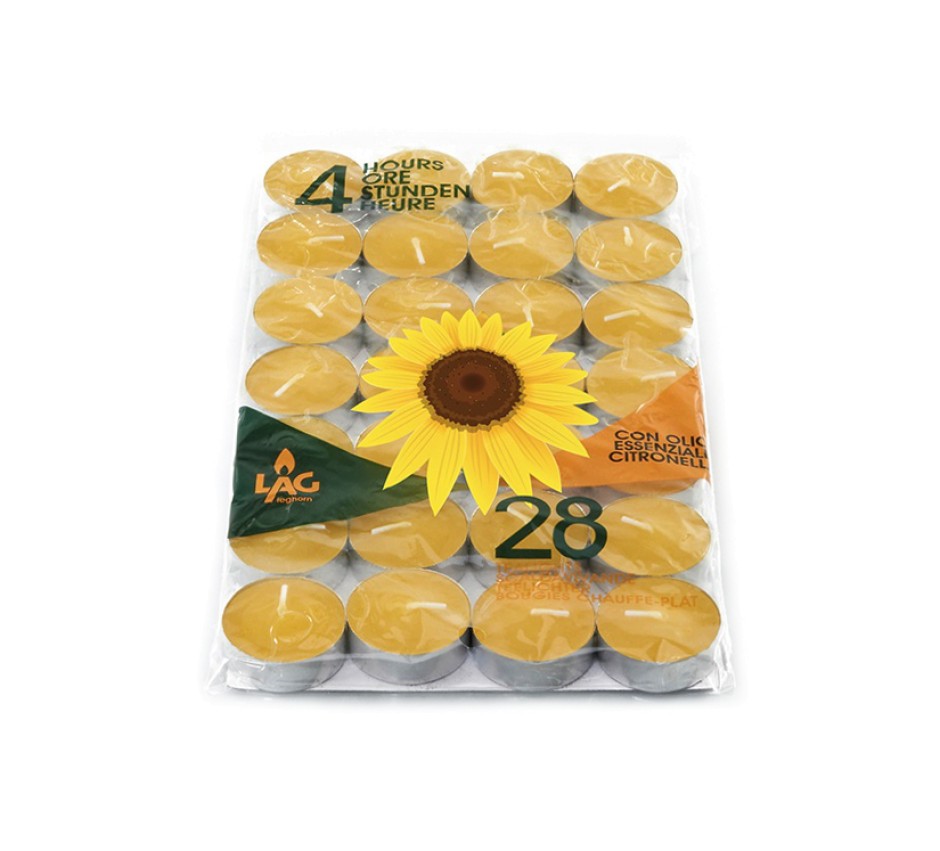 Busta 28 tealights alla citronella