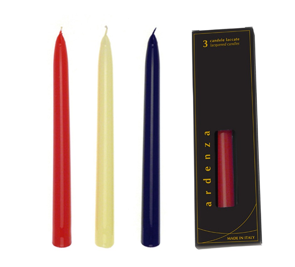 Set 3 candele Conico h. 250 mm laccato