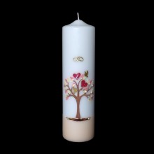 Candela matrimonio Nuptiae decoro fedi e albero 80x300 mm