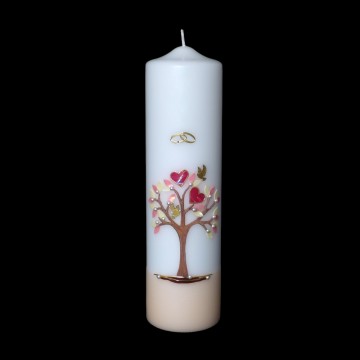 Candela matrimonio Nuptiae decoro fedi e albero 80x300 mm